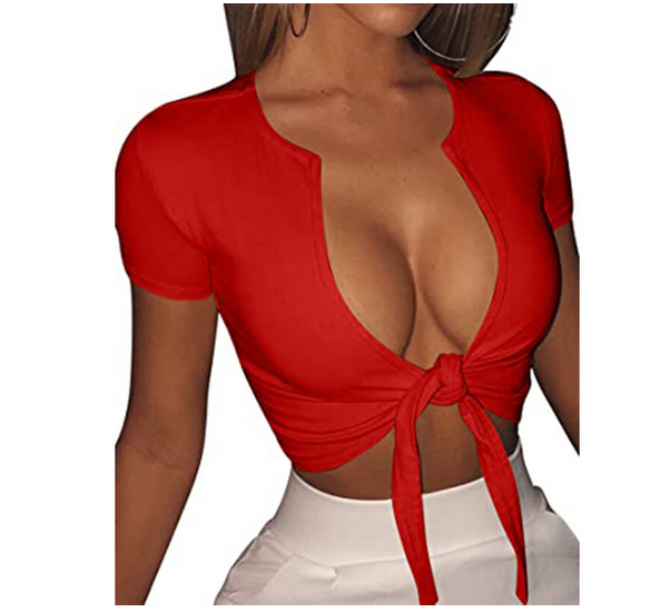 Neu Schulmädchen Mini T-Shirt Kurzarm Bluse Top Sexy Damen Crop Tank Top Bindeband - Bild 8 von 13