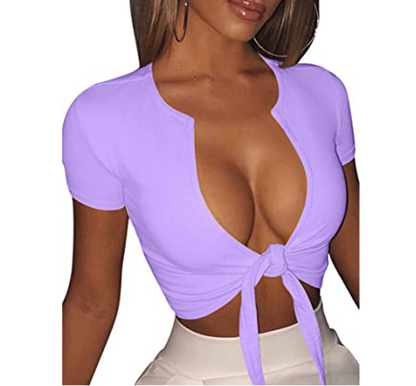 Neu Schulmädchen Mini T-Shirt Kurzarm Bluse Top Sexy Damen Crop Tank Top Bindeband - Bild 13 von 13