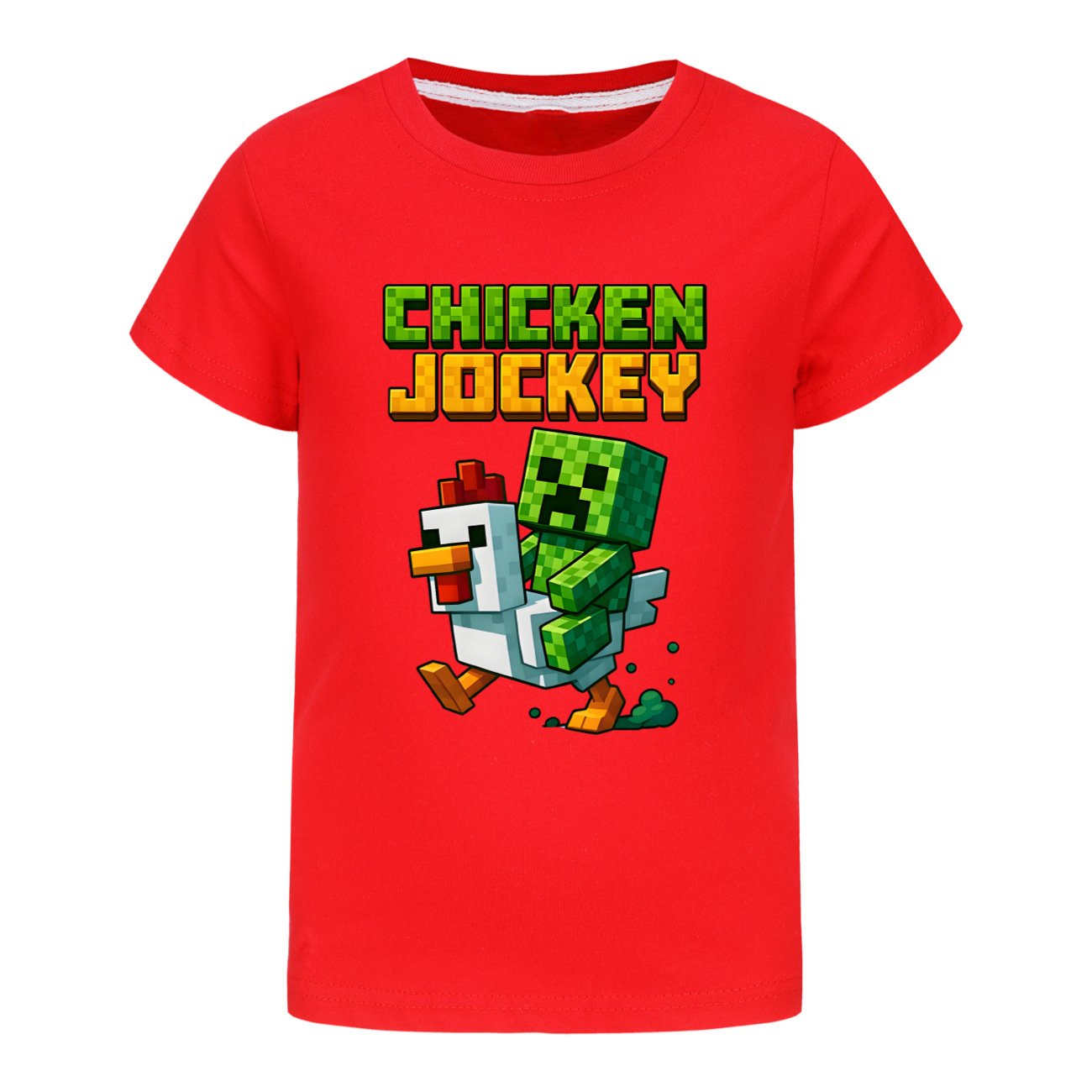 Unisex Kids Boys Funny Chicken-Jockey T-Shirt Casual Comfy Cotton T-Shirts Tops