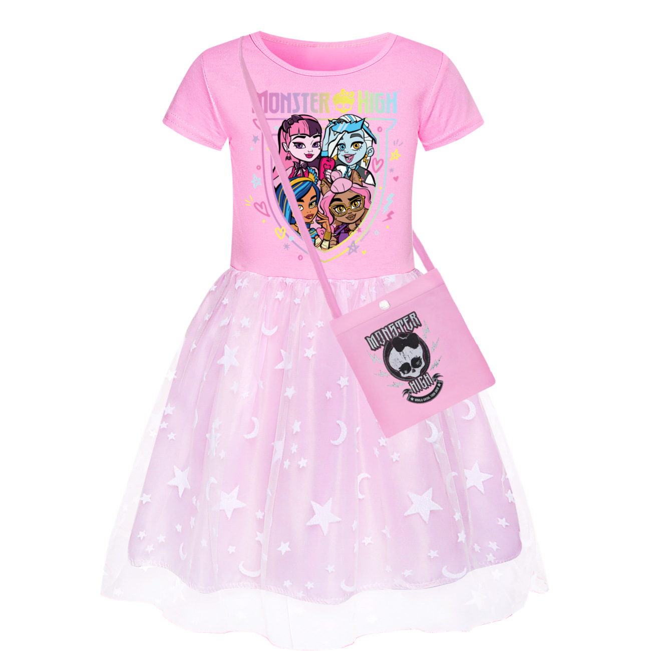 Kids Girls Monster High Dress Rainbow Dress Mesh Party Princess Tutu Skirt Gift - Picture 16 of 30