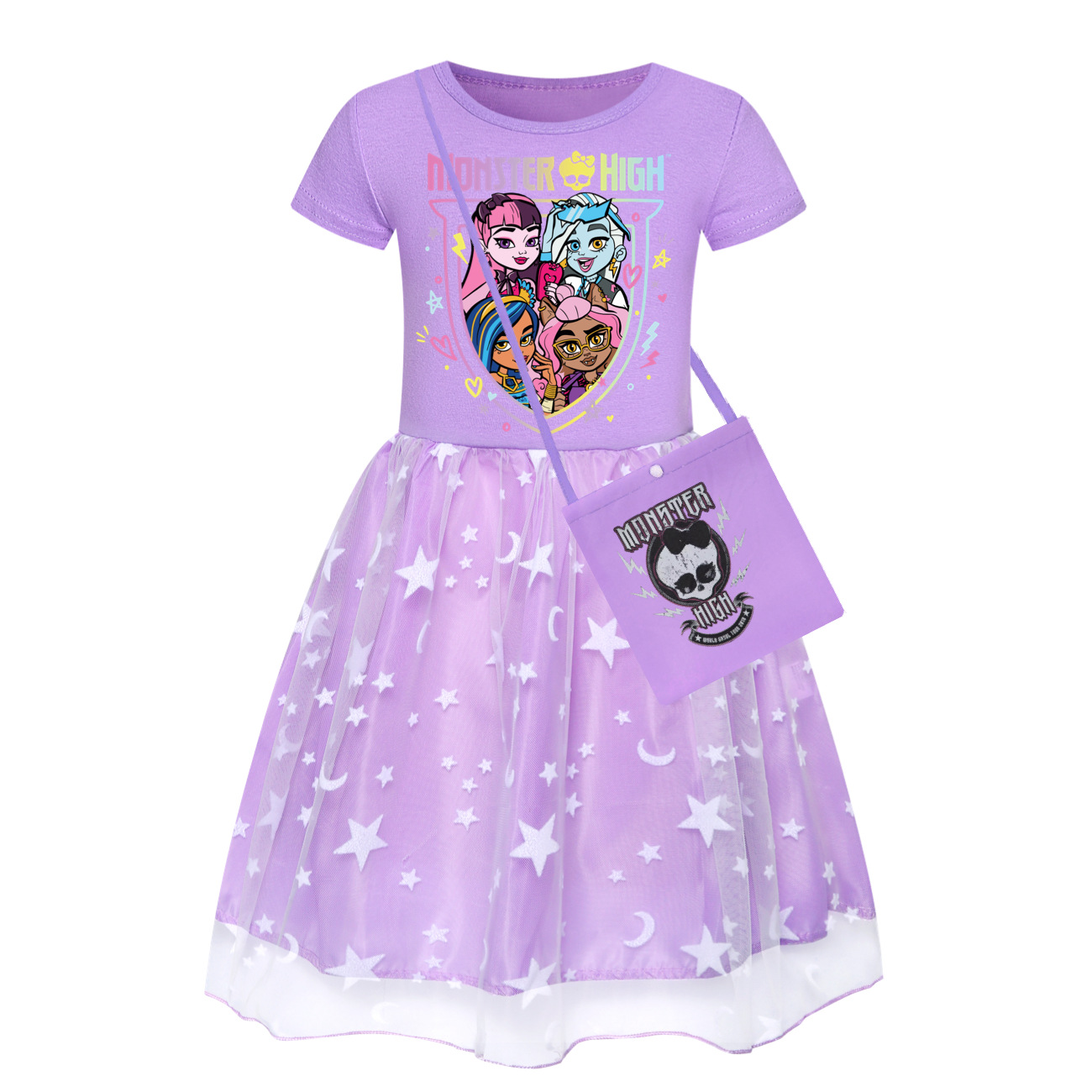 Kids Girls Monster High Dress Rainbow Dress Mesh Party Princess Tutu Skirt Gift - Picture 17 of 30