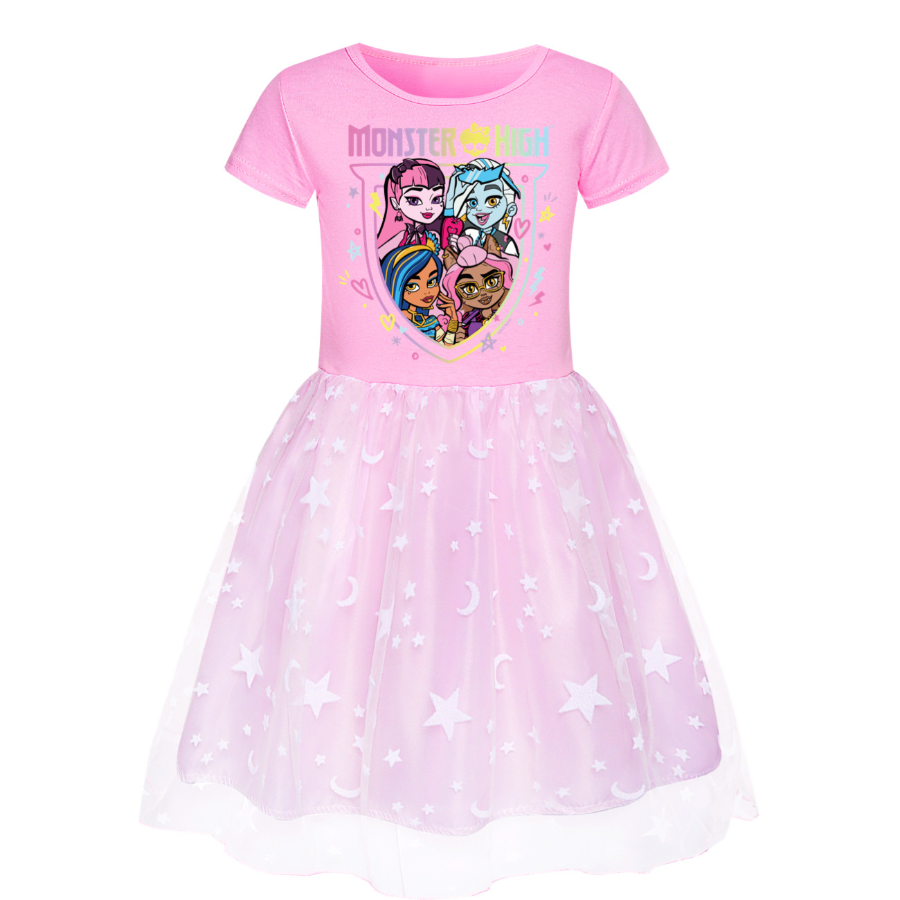 Kids Girls Monster High Dress Rainbow Dress Mesh Party Princess Tutu Skirt Gift - Picture 22 of 30