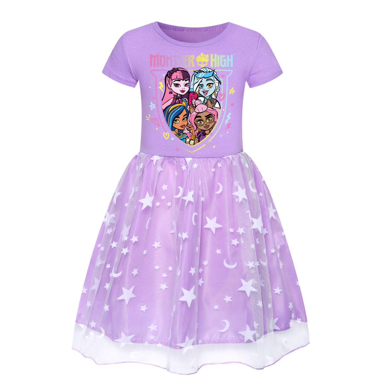 Kids Girls Monster High Dress Rainbow Dress Mesh Party Princess Tutu Skirt Gift - Picture 23 of 30