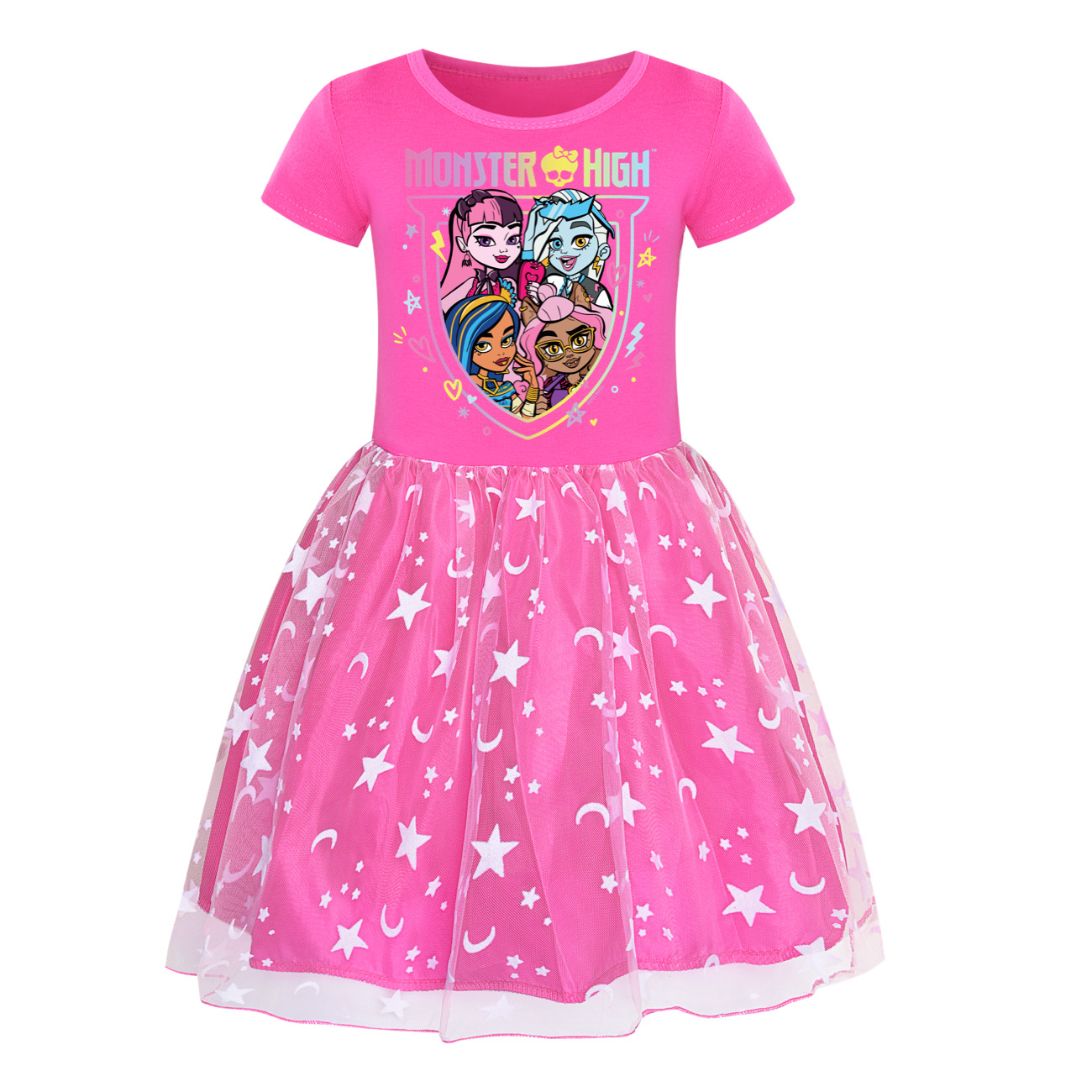 Kids Girls Monster High Dress Rainbow Dress Mesh Party Princess Tutu Skirt Gift - Picture 24 of 30