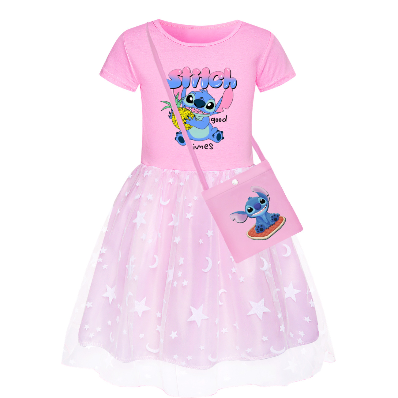 Kids Girls Lilo & Stitch Dress Rainbow Mesh Party Princess Tutu Skirt Gifts - Picture 16 of 30