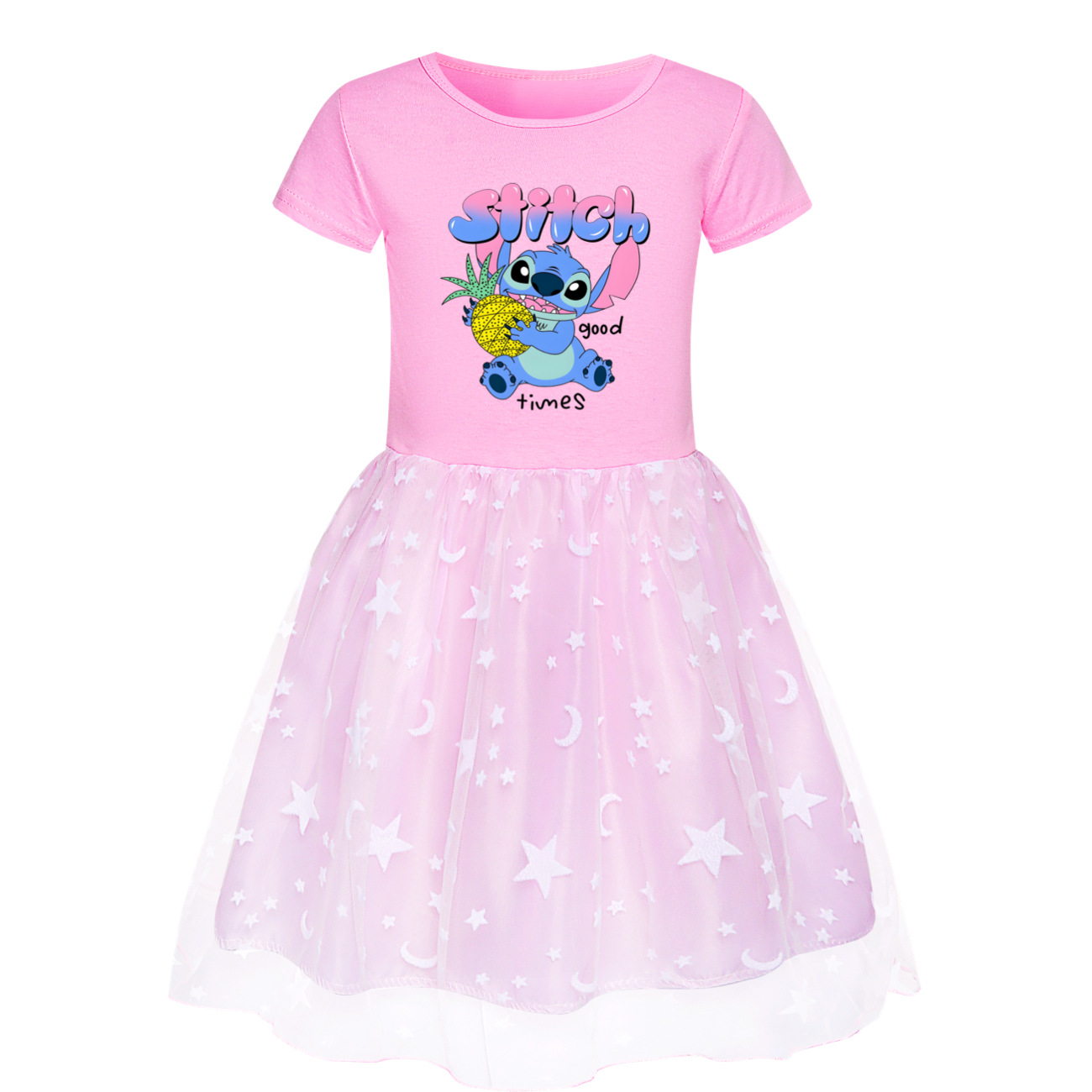 Kids Girls Lilo & Stitch Dress Rainbow Mesh Party Princess Tutu Skirt Gifts - Picture 22 of 30