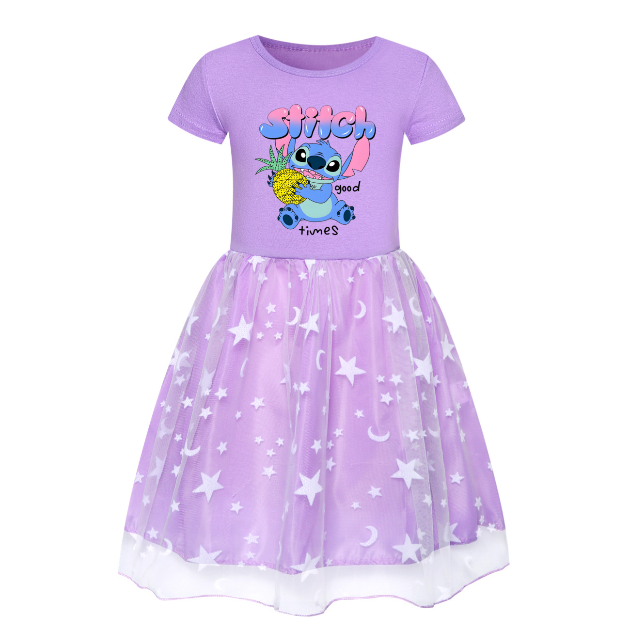 Kids Girls Lilo & Stitch Dress Rainbow Mesh Party Princess Tutu Skirt Gifts - Picture 23 of 30