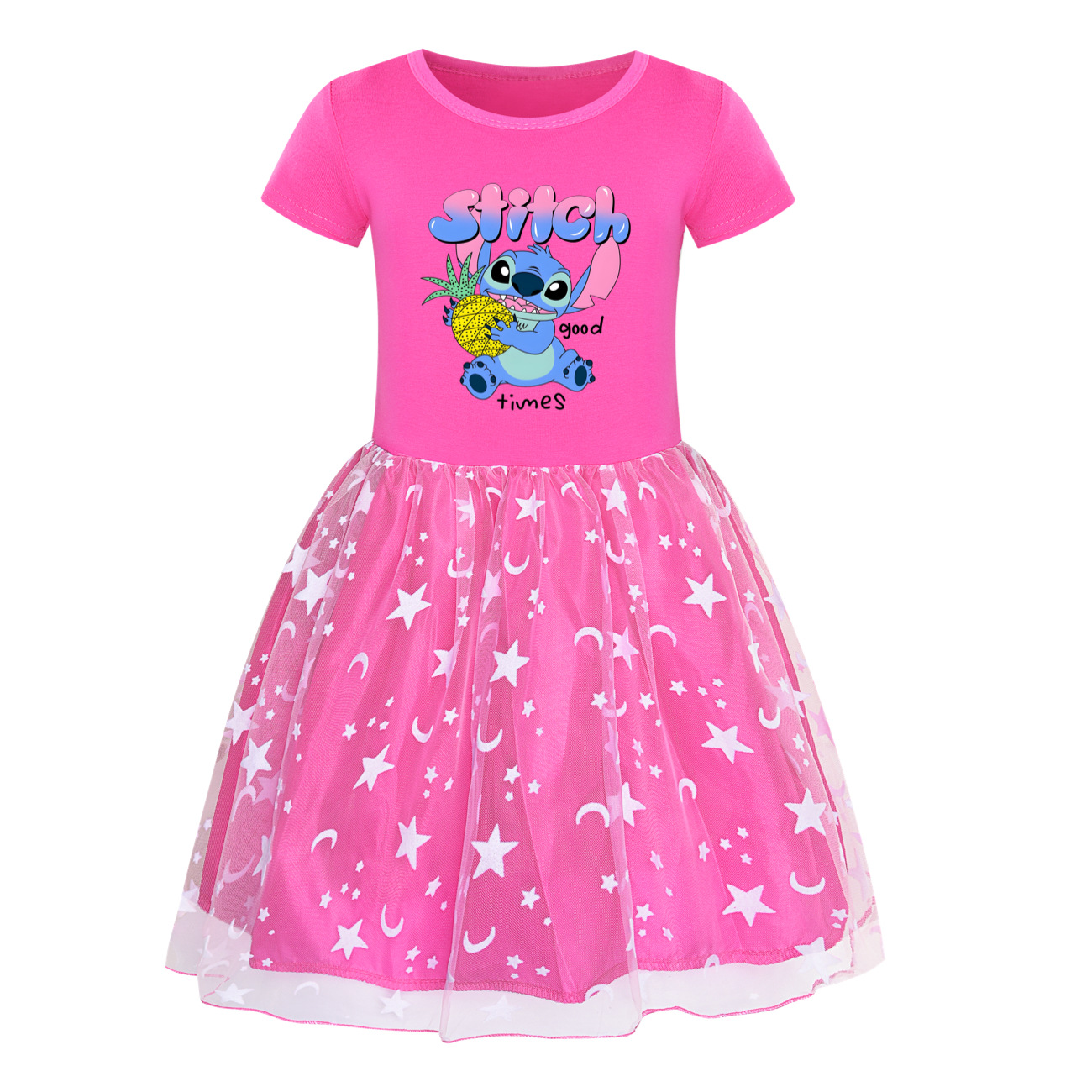 Kids Girls Lilo & Stitch Dress Rainbow Mesh Party Princess Tutu Skirt Gifts - Picture 24 of 30