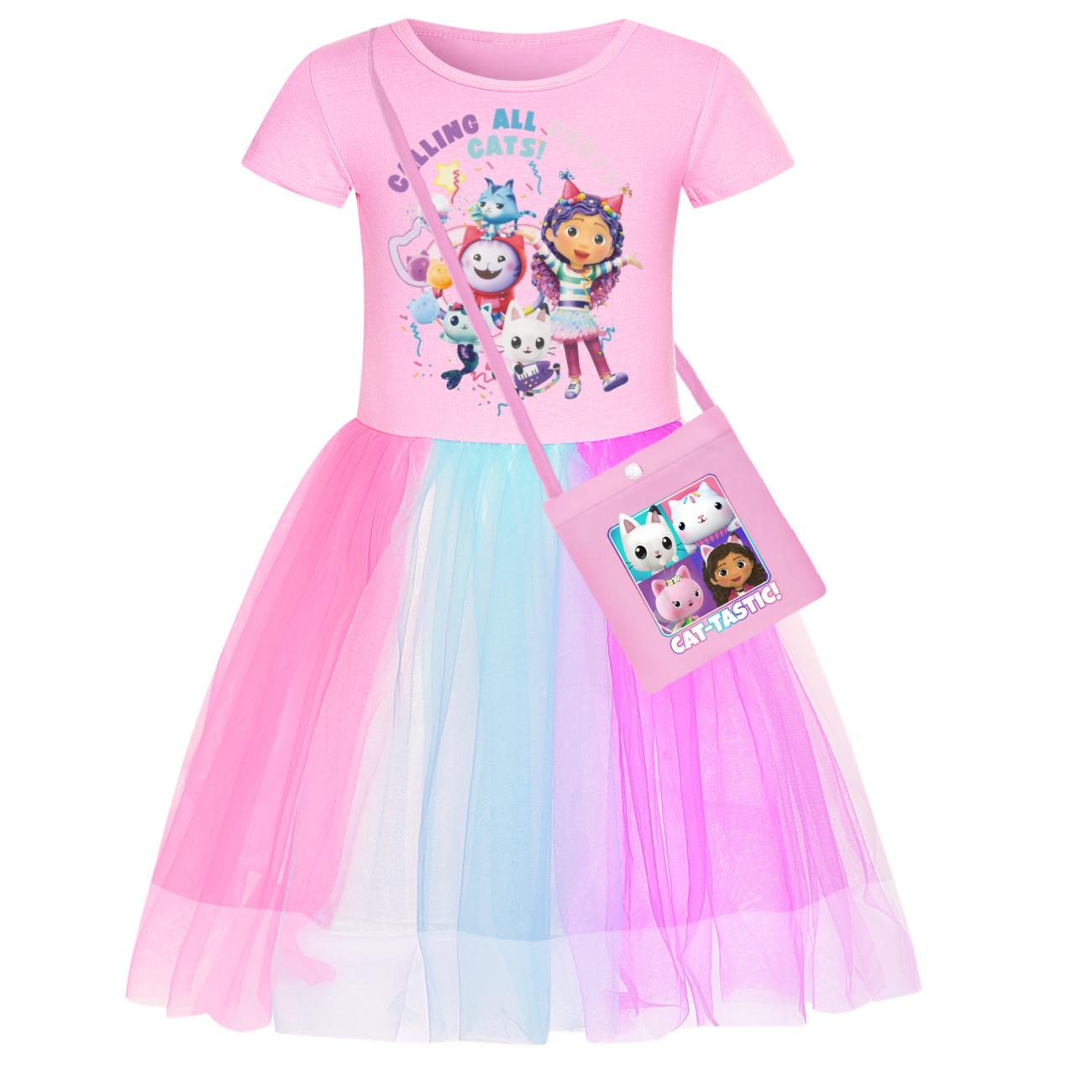 Girls GABBY’S DOLLHOUSE Dress Kids Rainbow Mesh Party Princess Tutu Skirts Gift - Picture 19 of 30