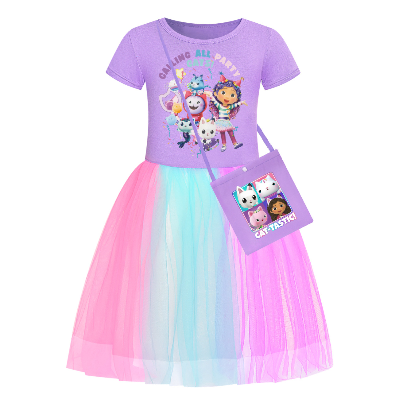 Girls GABBY’S DOLLHOUSE Dress Kids Rainbow Mesh Party Princess Tutu Skirts Gift - Picture 20 of 30