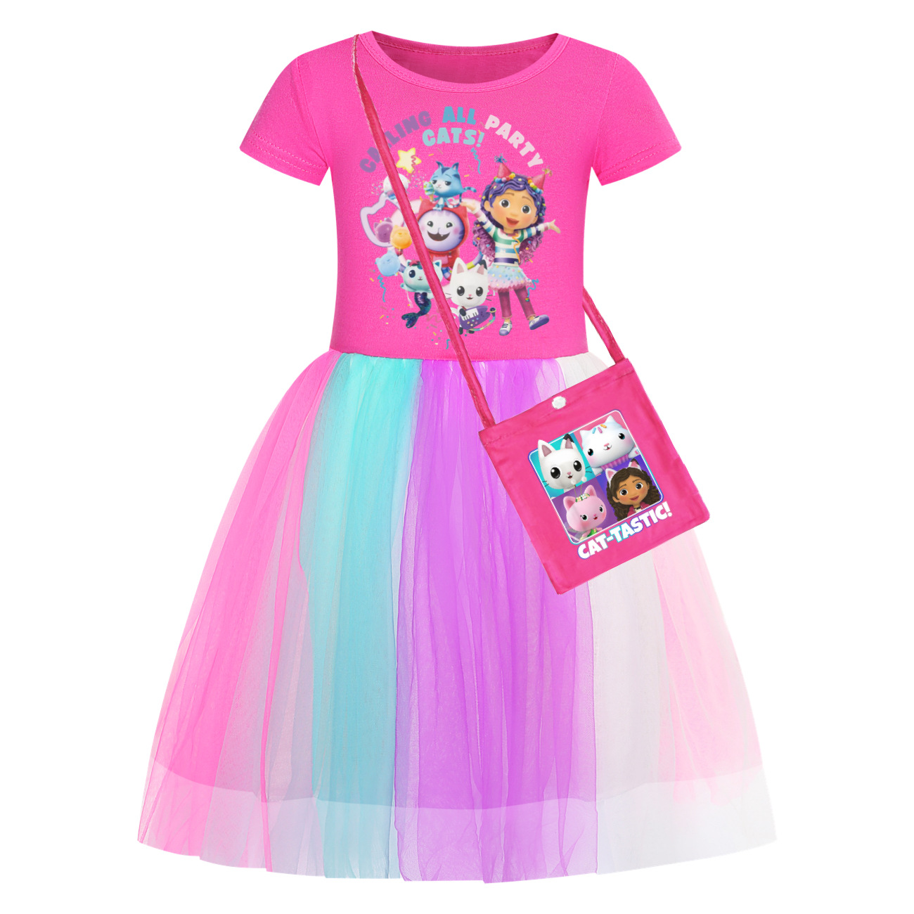 Girls GABBY’S DOLLHOUSE Dress Kids Rainbow Mesh Party Princess Tutu Skirts Gift - Picture 21 of 30