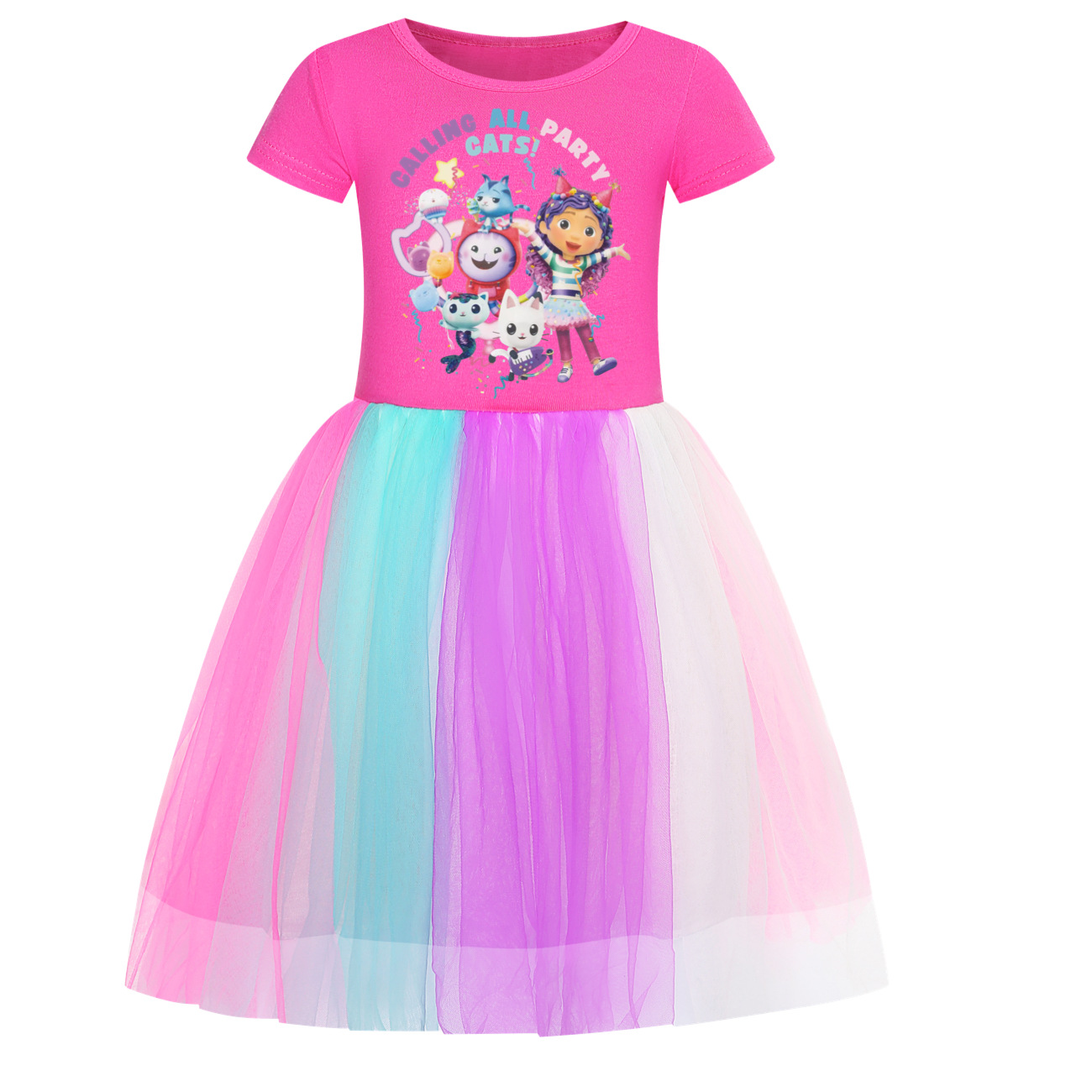 Girls GABBY’S DOLLHOUSE Dress Kids Rainbow Mesh Party Princess Tutu Skirts Gift - Picture 27 of 30
