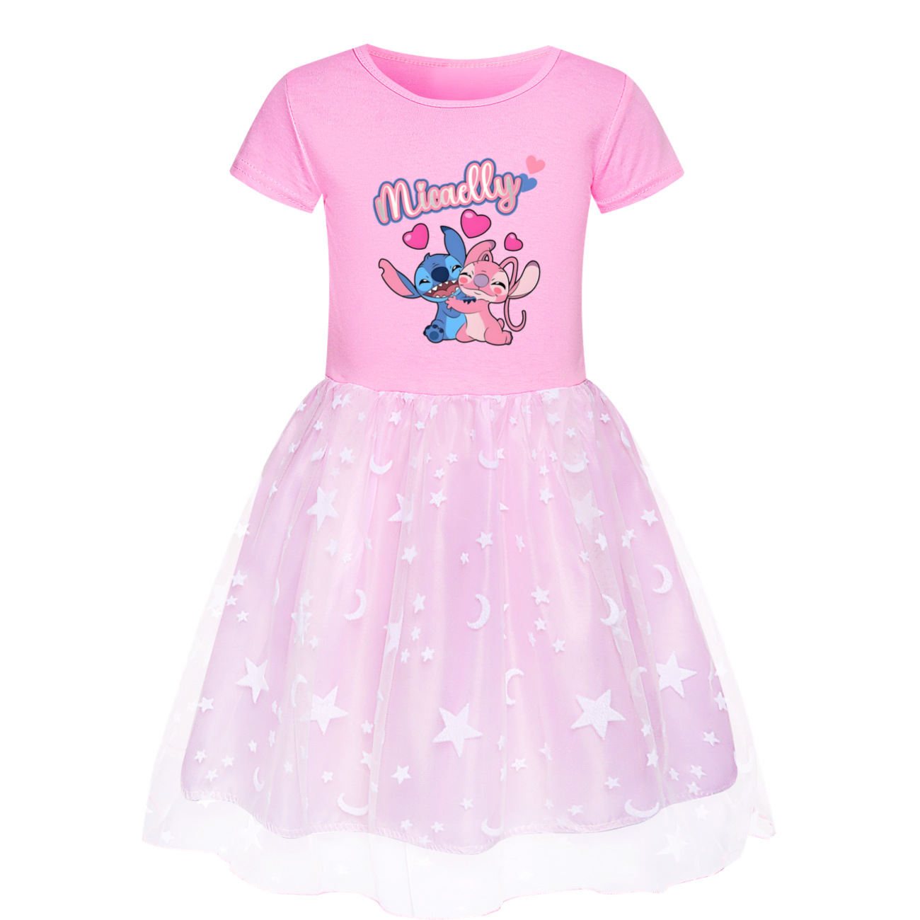 Girls Lilo Stitch Dress Rainbow Mesh Party Princess with Bag Tutu Skirt Gifts - Picture 22 of 30