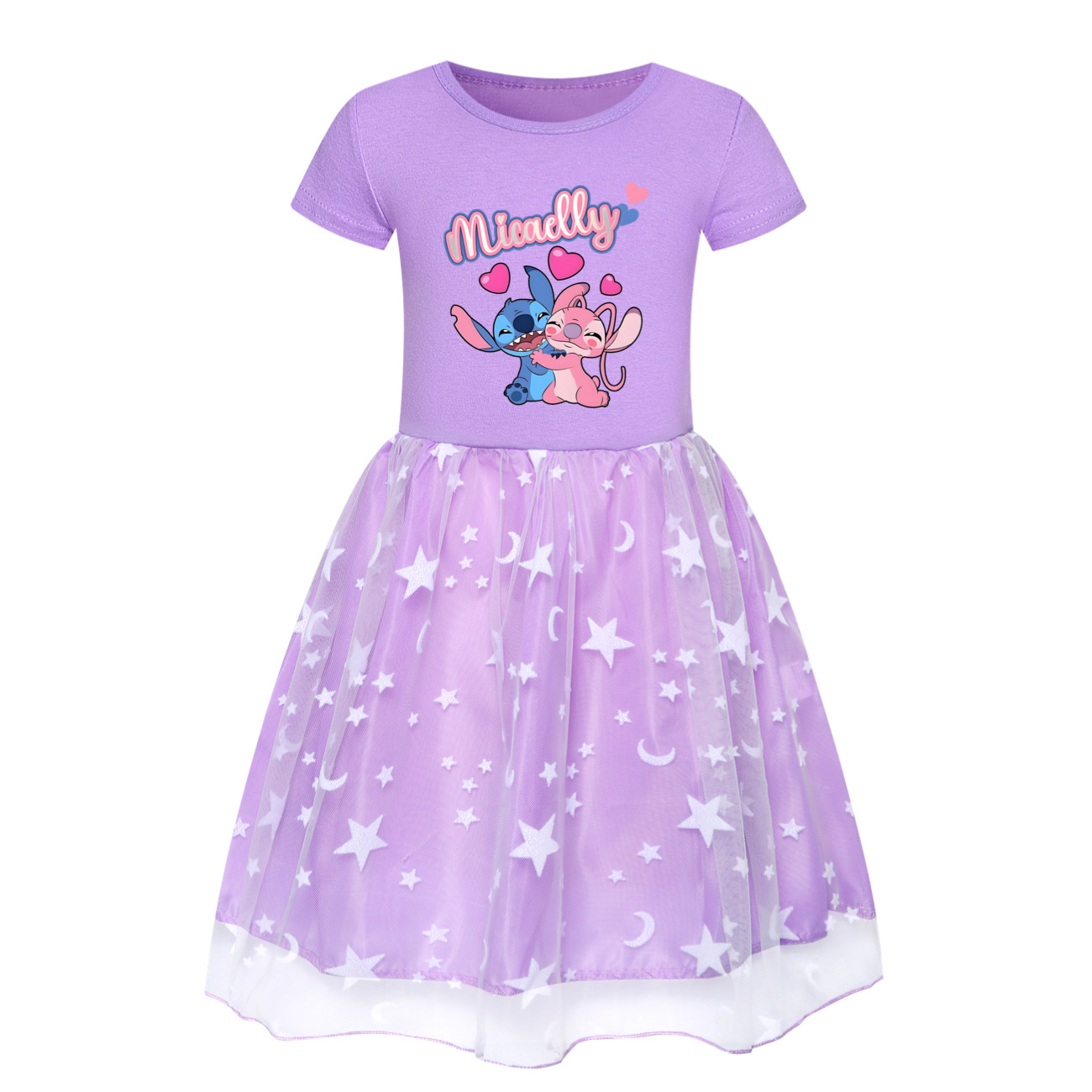 Girls Lilo Stitch Dress Rainbow Mesh Party Princess with Bag Tutu Skirt Gifts - Picture 23 of 30