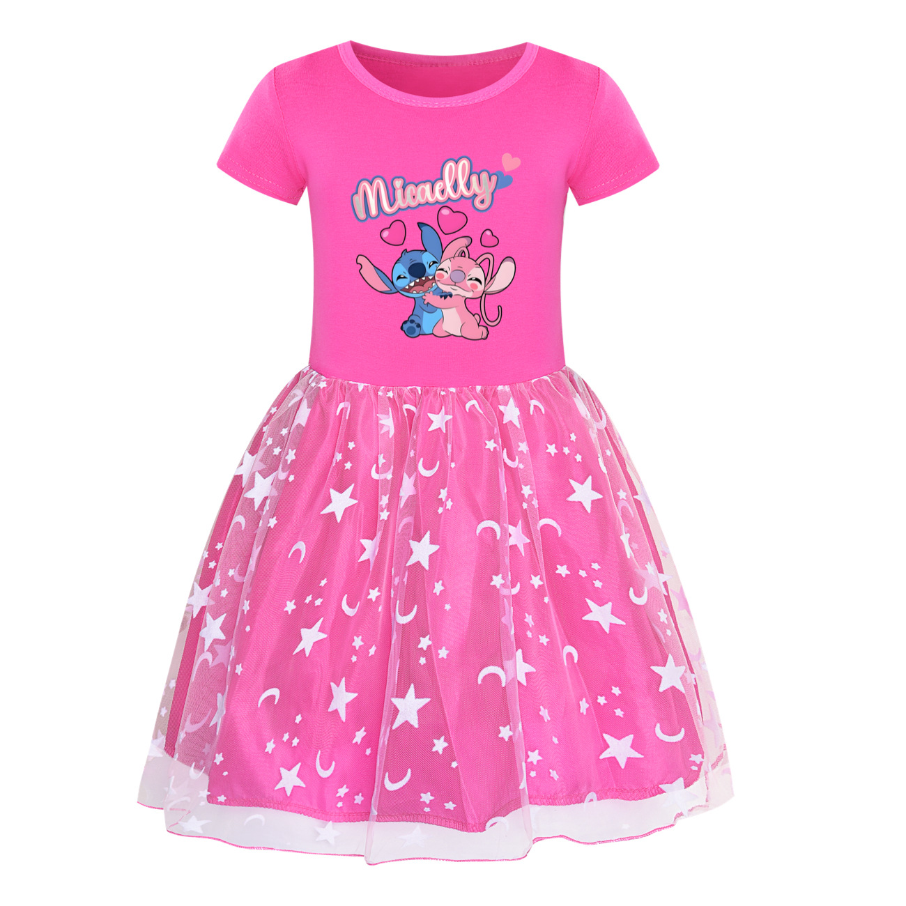 Girls Lilo Stitch Dress Rainbow Mesh Party Princess with Bag Tutu Skirt Gifts - Picture 24 of 30