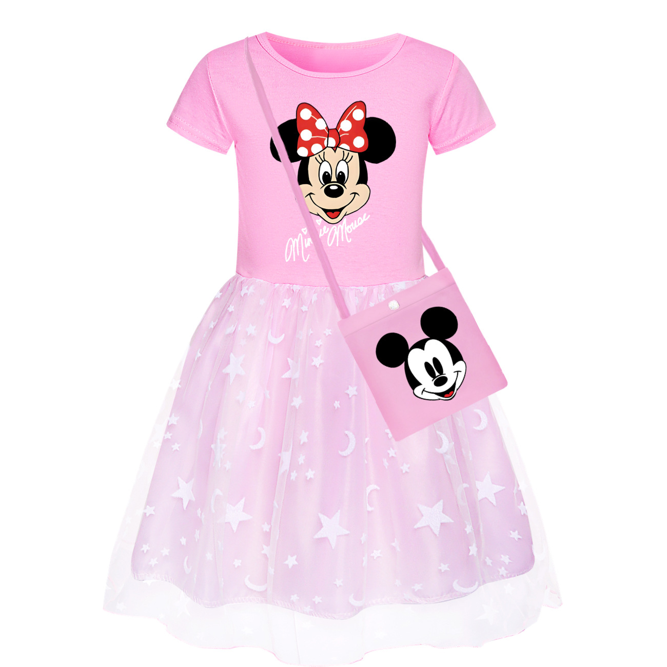 Girls Disney Mickey Minnie Dress Rainbow Mesh Party Princess Tutu Skirt Gifts