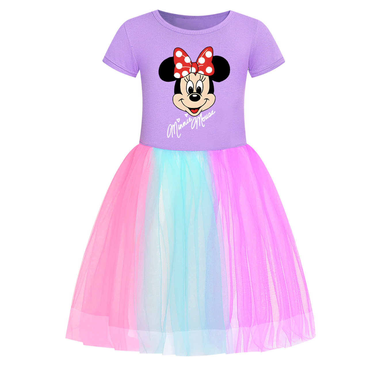 Girls Disney Mickey Minnie Dress Rainbow Mesh Party Princess Tutu Skirt Gifts - Picture 26 of 30