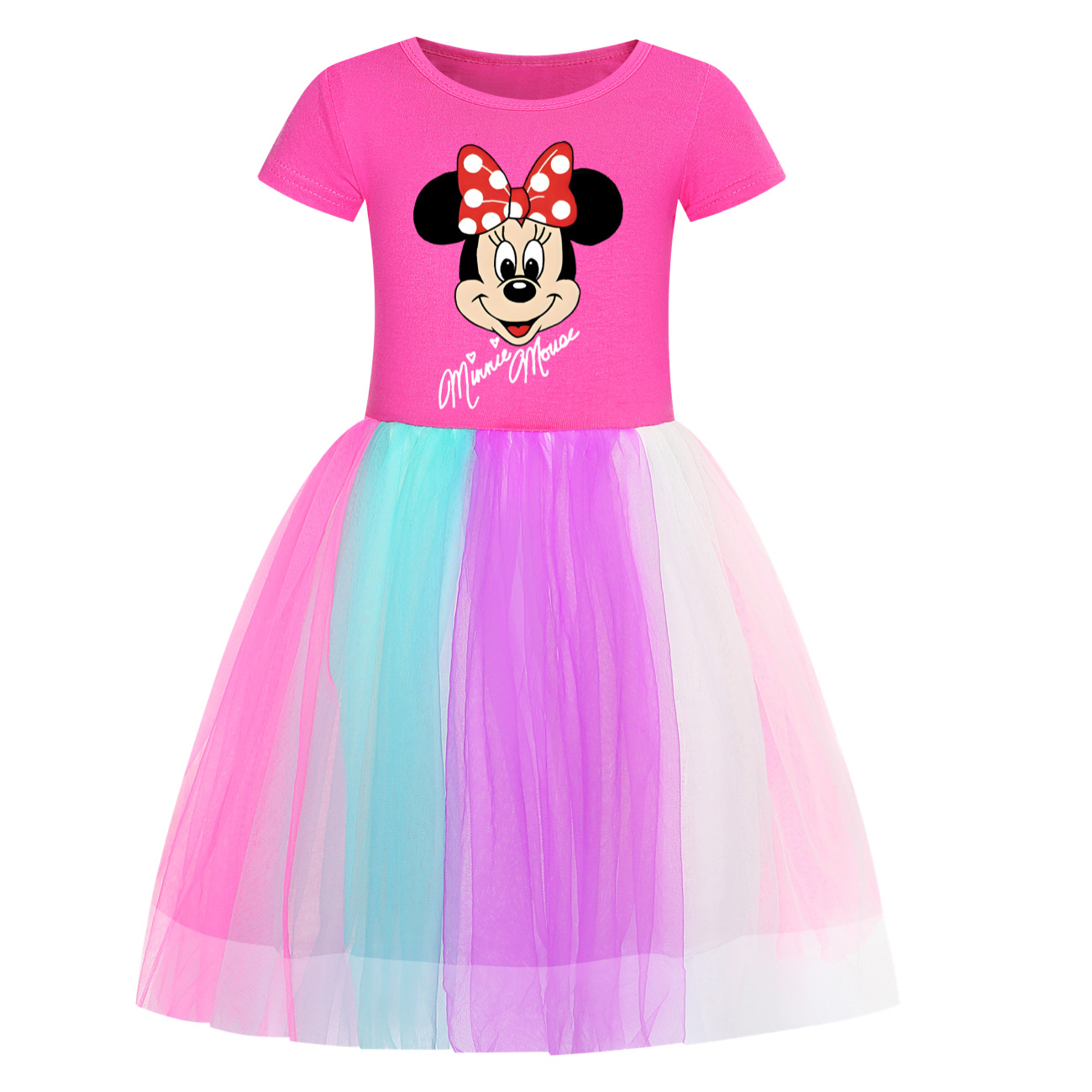 Girls Disney Mickey Minnie Dress Rainbow Mesh Party Princess Tutu Skirt Gifts - Picture 27 of 30