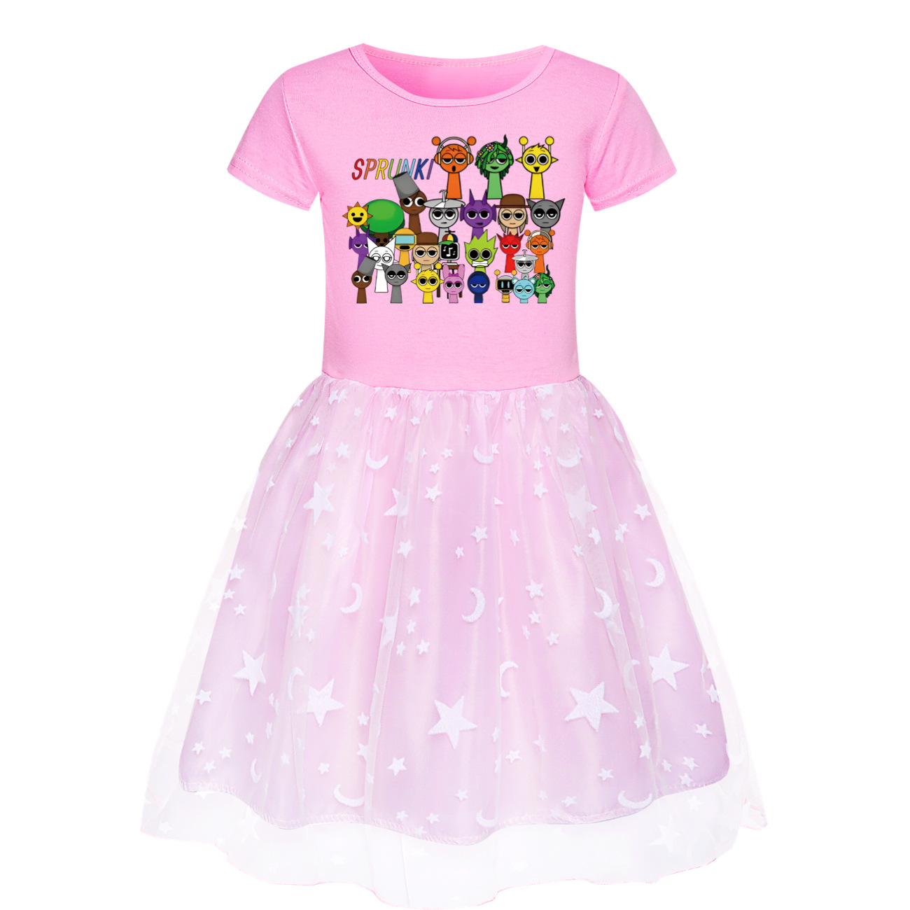 Girls Sprunki Costume Dress Rainbow Stars Tutu Skirts Birthday Party Fancy Dress