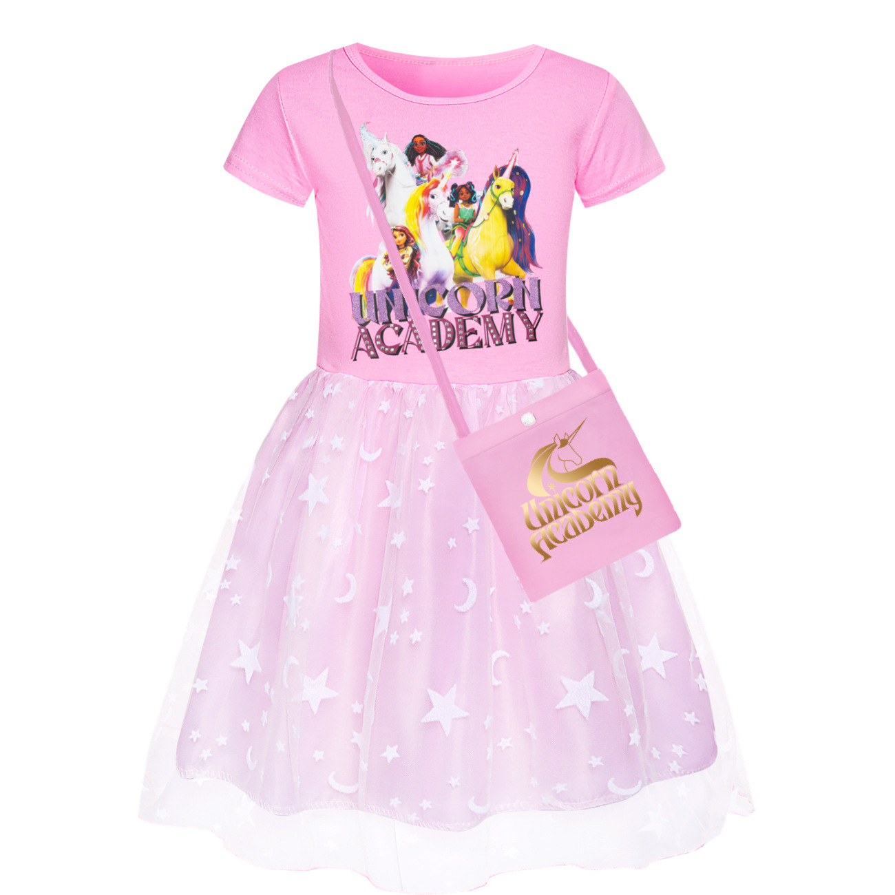 Girls Unicorn Acedemy Rainbow Dress Skirt Birthday Party Princess Dress Age 2-9Y - Picture 10 of 24