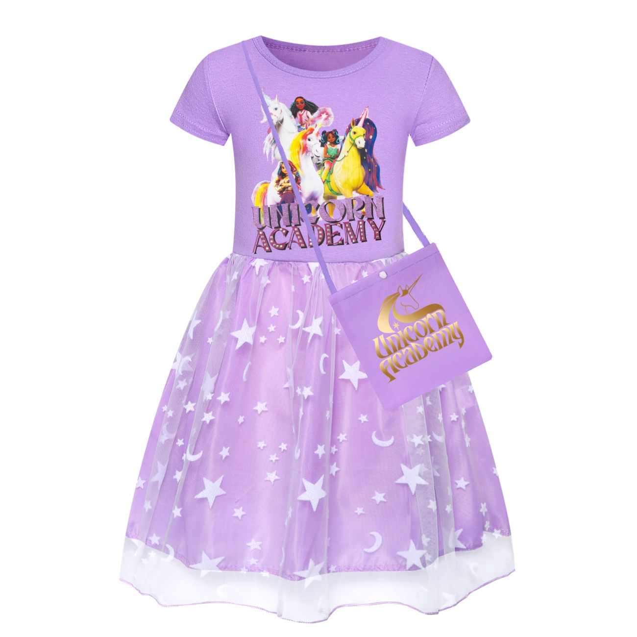 Girls Unicorn Acedemy Rainbow Dress Skirt Birthday Party Princess Dress Age 2-9Y - Picture 11 of 24