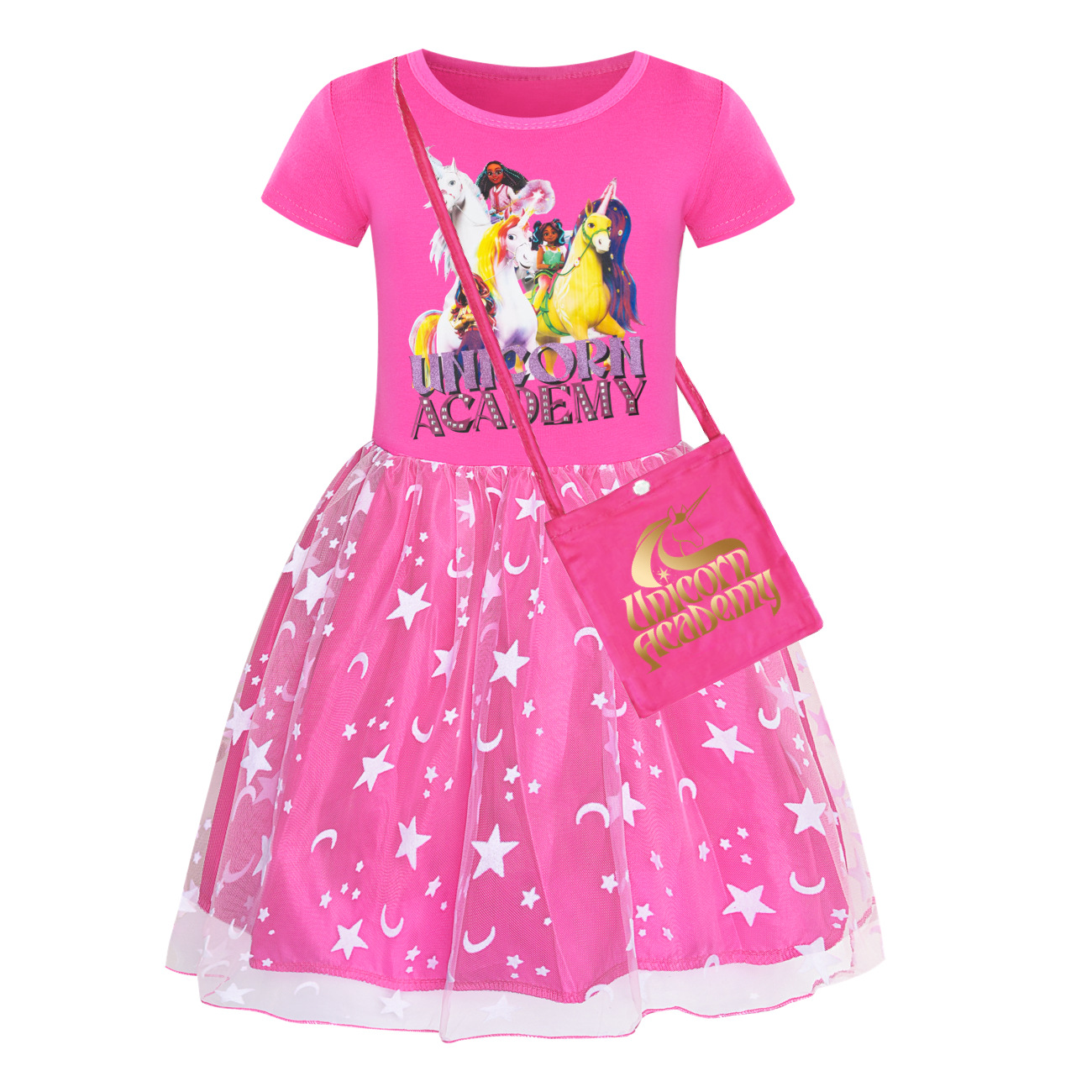 Girls Unicorn Acedemy Rainbow Dress Skirt Birthday Party Princess Dress Age 2-9Y - Picture 12 of 24