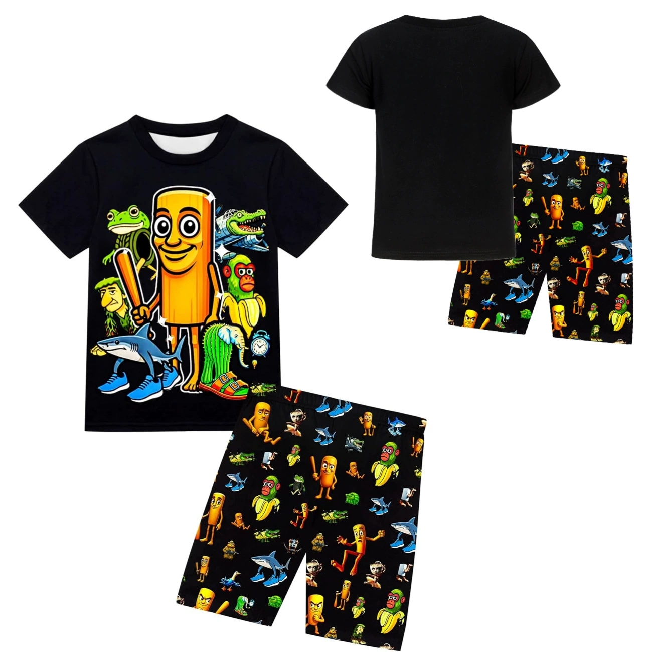 Boy Tung Tung Tung Sahur Tracksuits Set Tralalero Tralala T-shirt+Shorts Outfits - Picture 13 of 15