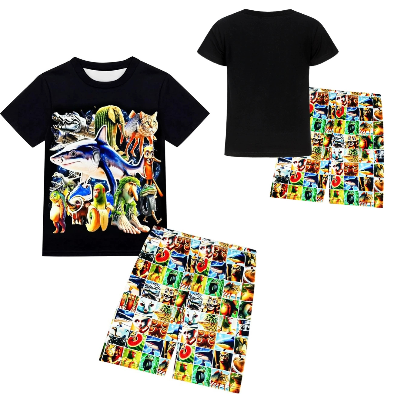 Boy Tung Tung Tung Sahur Tracksuits Set Tralalero Tralala T-shirt+Shorts Outfits - Picture 14 of 15