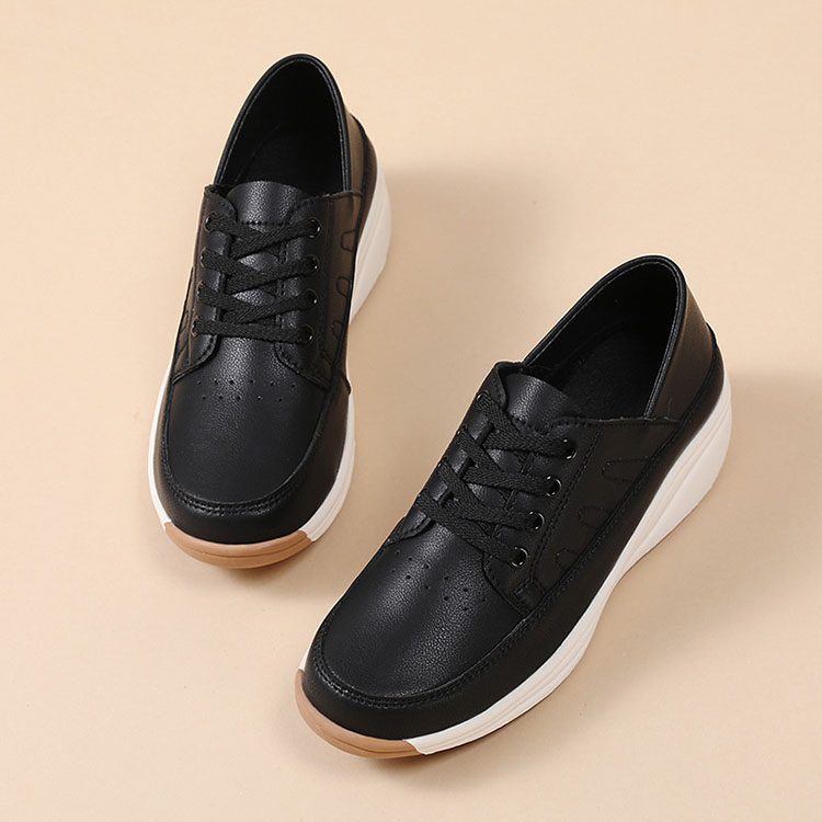 Ladies Trainer Loafers Shoes Wedge Heel Flat Platform Womens Casual Working shoe - Picture 13 of 24