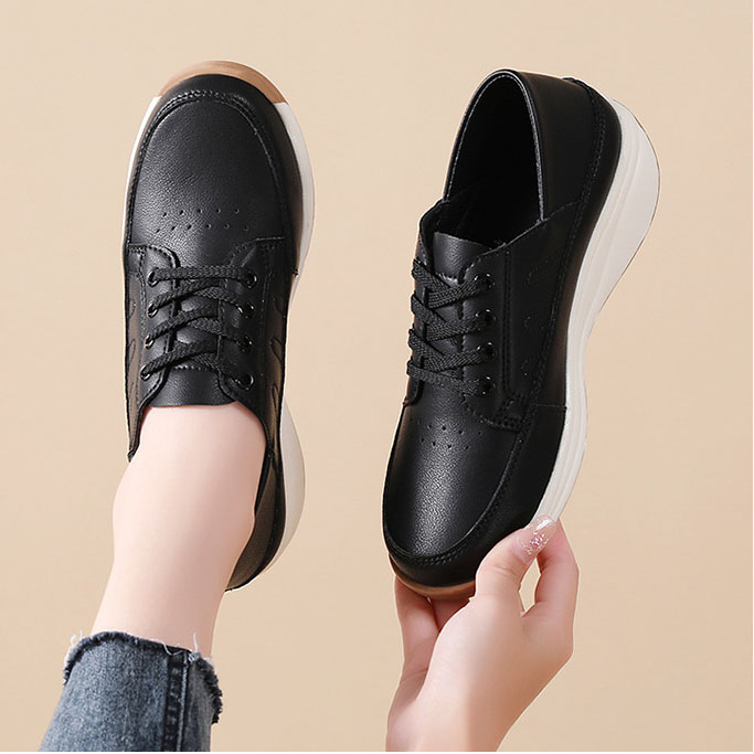Ladies Trainer Loafers Shoes Wedge Heel Flat Platform Womens Casual Working shoe - Picture 17 of 24