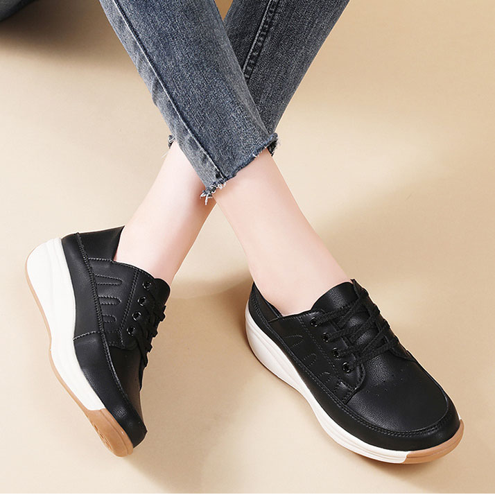 Ladies Trainer Loafers Shoes Wedge Heel Flat Platform Womens Casual Working shoe - Picture 16 of 24