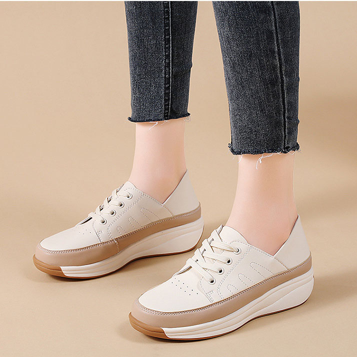 Ladies Trainer Loafers Shoes Wedge Heel Flat Platform Womens Casual Working shoe - Picture 22 of 24