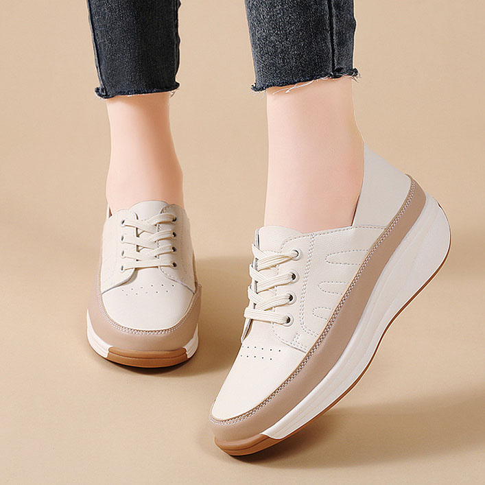 Ladies Trainer Loafers Shoes Wedge Heel Flat Platform Womens Casual Working shoe - Picture 19 of 24