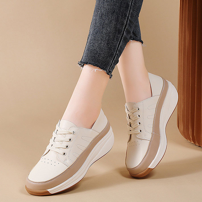 Ladies Trainer Loafers Shoes Wedge Heel Flat Platform Womens Casual Working shoe - Picture 18 of 24