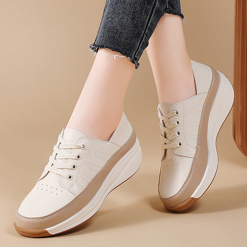Ladies Trainer Loafers Shoes Wedge Heel Flat Platform Womens Casual Working shoe - Picture 23 of 24