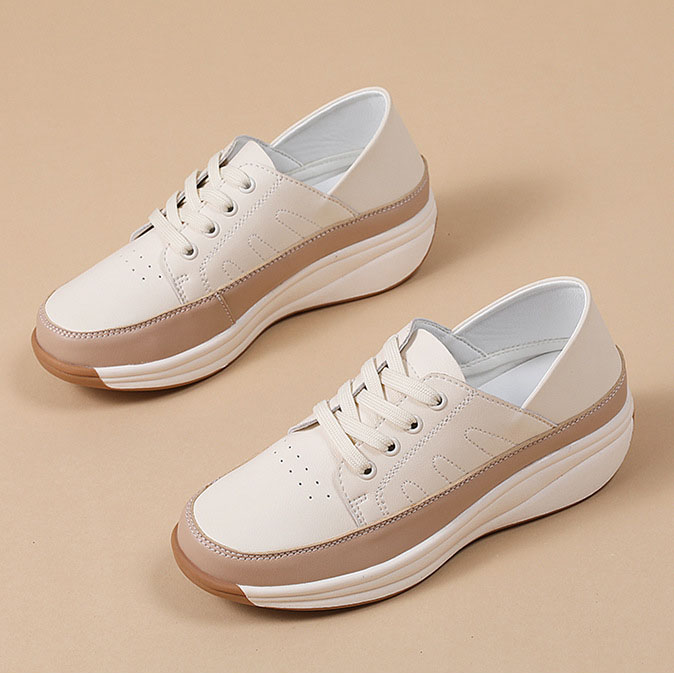 Ladies Trainer Loafers Shoes Wedge Heel Flat Platform Womens Casual Working shoe - Picture 24 of 24