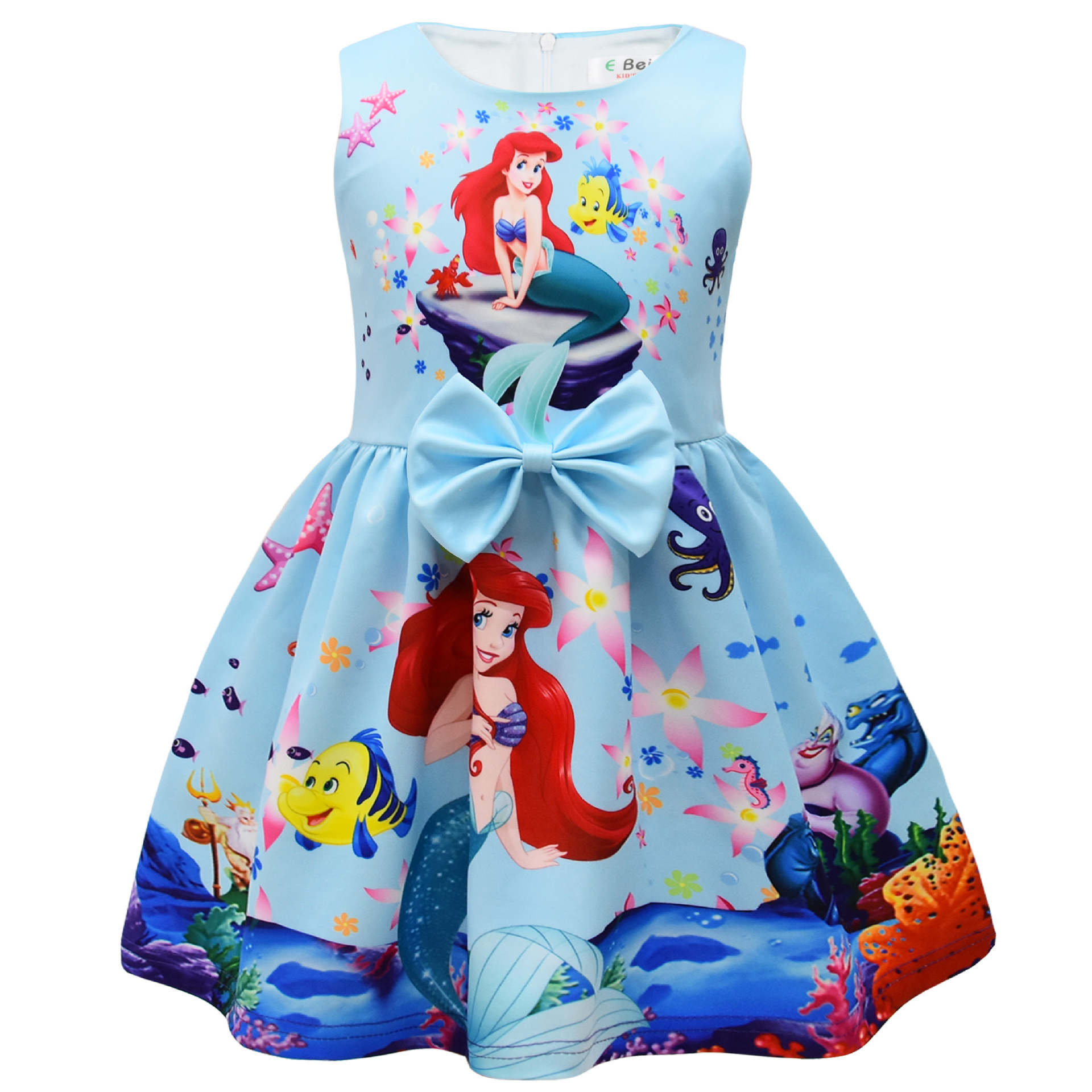 Girls The Little Mermaid Ariel Princess Dress Cosplay Birthday Party Fancy Skirt - Picture 15 of 58