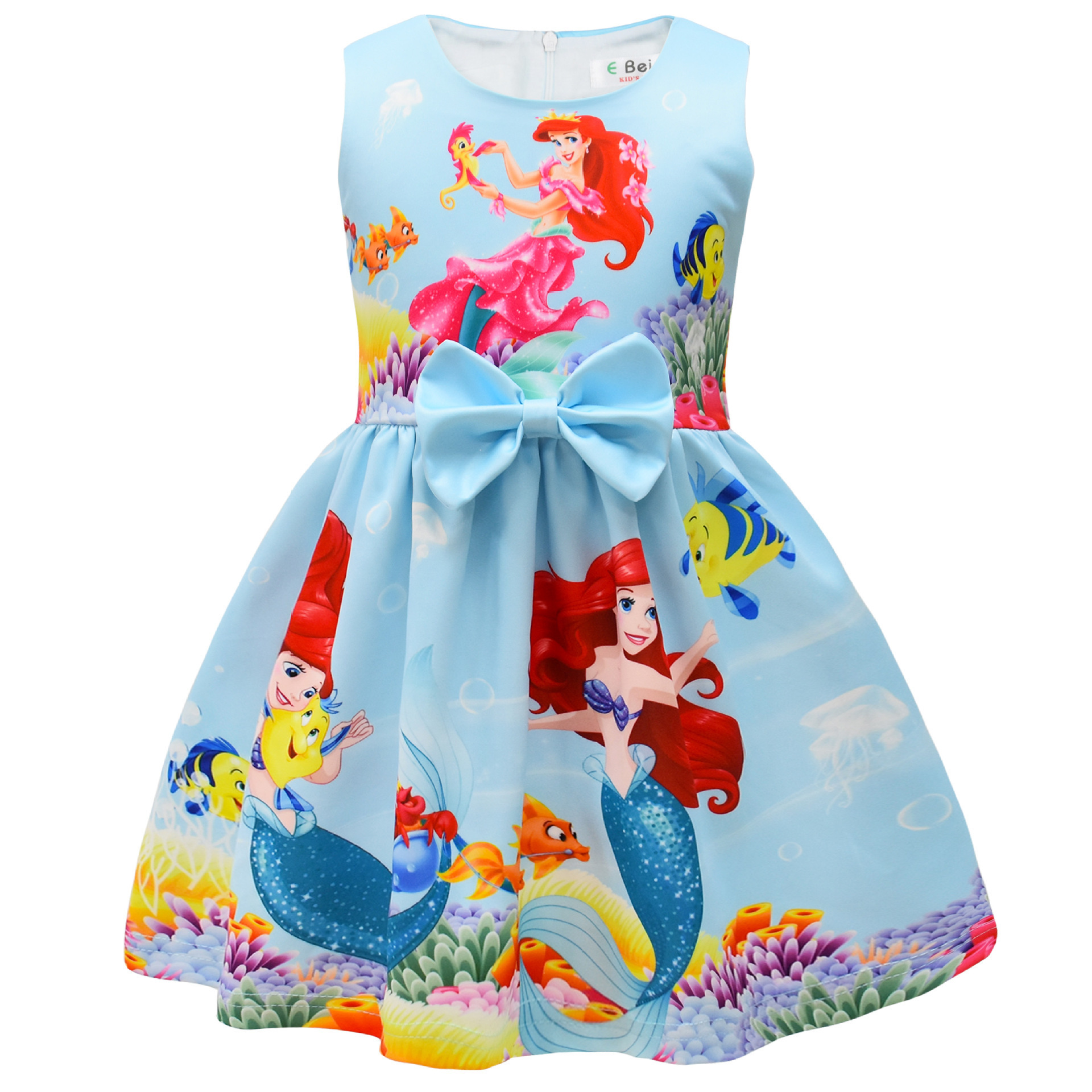 Girls The Little Mermaid Ariel Princess Dress Cosplay Birthday Party Fancy Skirt - Picture 29 of 58