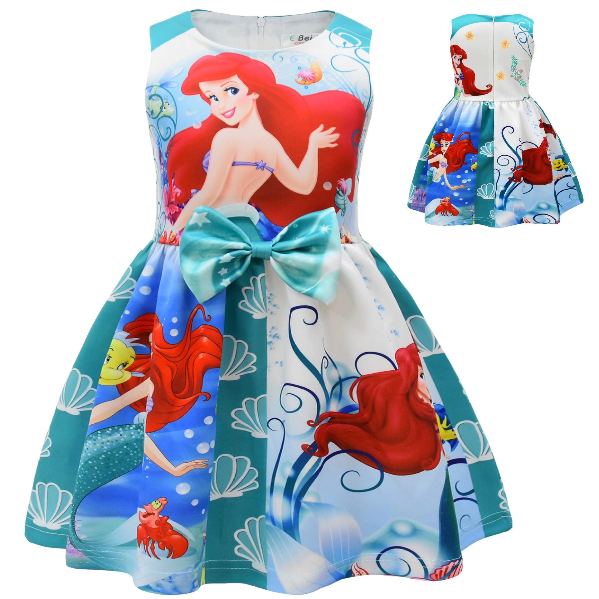 Girls The Little Mermaid Ariel Princess Dress Cosplay Birthday Party Fancy Skirt - Picture 37 of 58