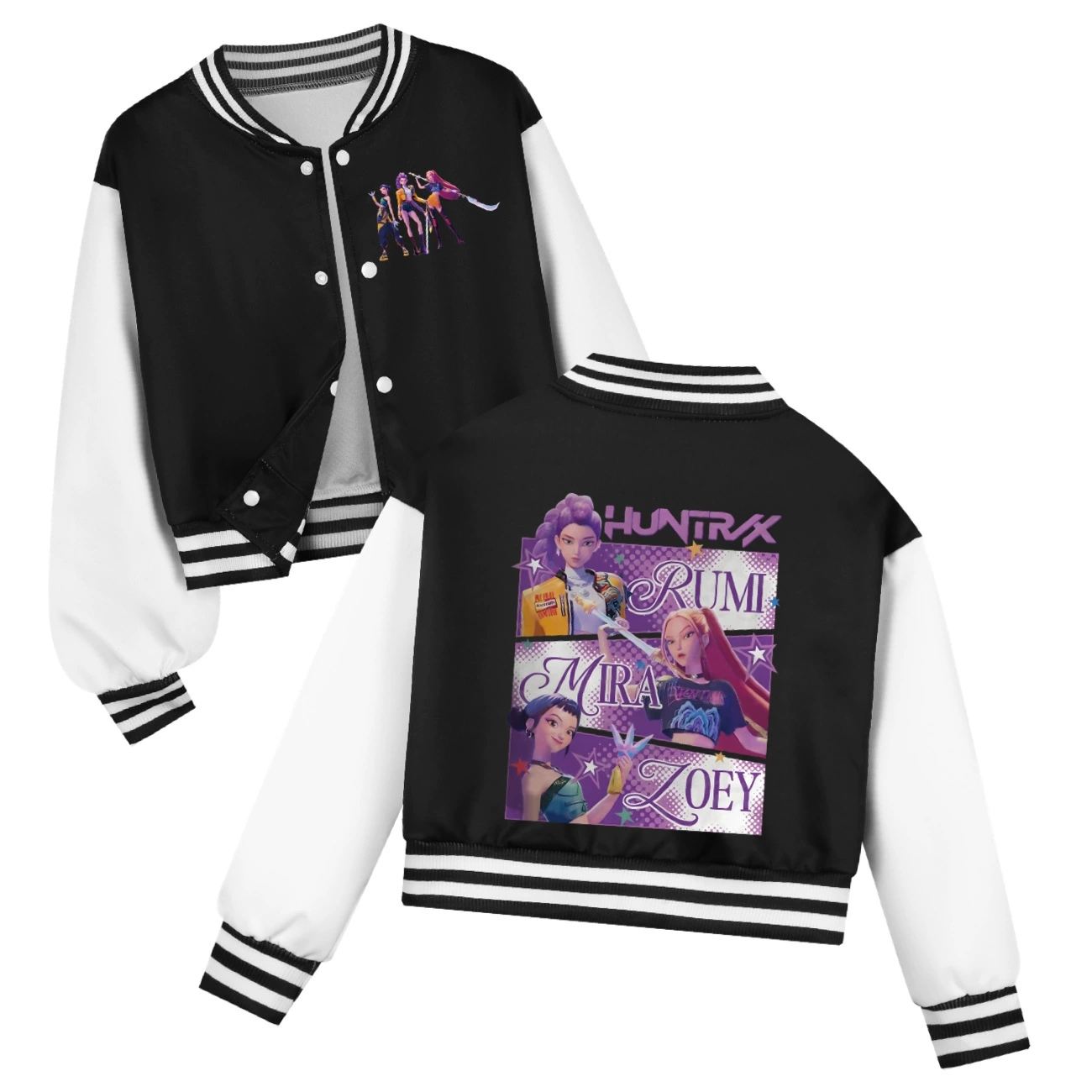 Girls Demon Hunters Coat Rumi Mira Zoey Kids Baseball Uniform Top KPop Outerwear - Picture 10 of 14