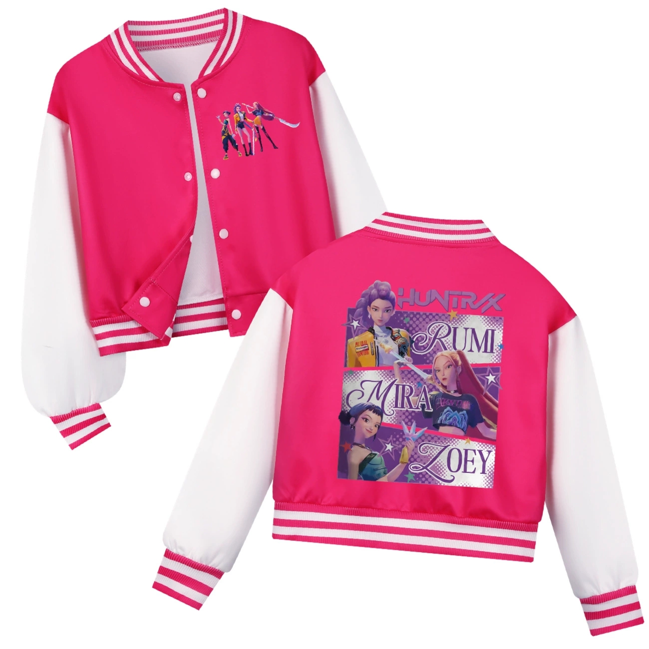 Girls Demon Hunters Coat Rumi Mira Zoey Kids Baseball Uniform Top KPop Outerwear - Picture 13 of 14