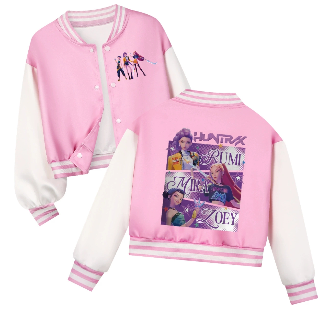 Girls Demon Hunters Coat Rumi Mira Zoey Kids Baseball Uniform Top KPop Outerwear - Picture 14 of 14