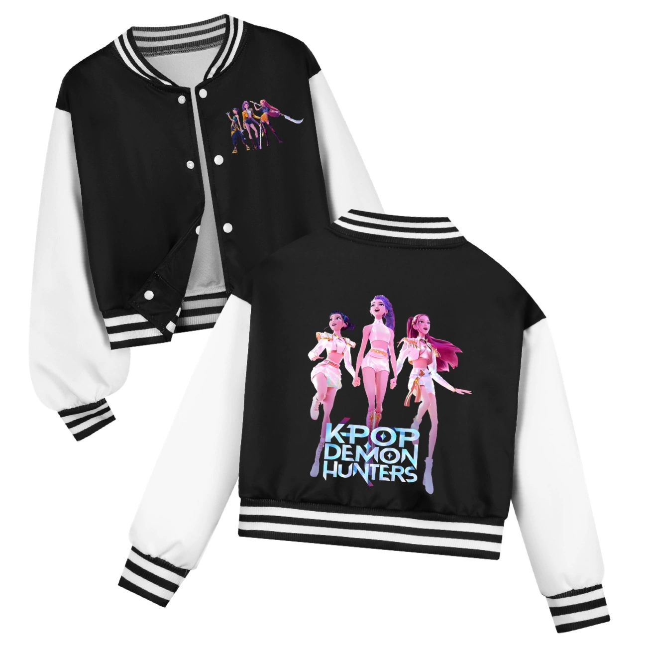 Girls KPOP Demon Hunters Coat Outerwear Rumi Mira Zoey Kids Baseball Uniform Top - Picture 12 of 16