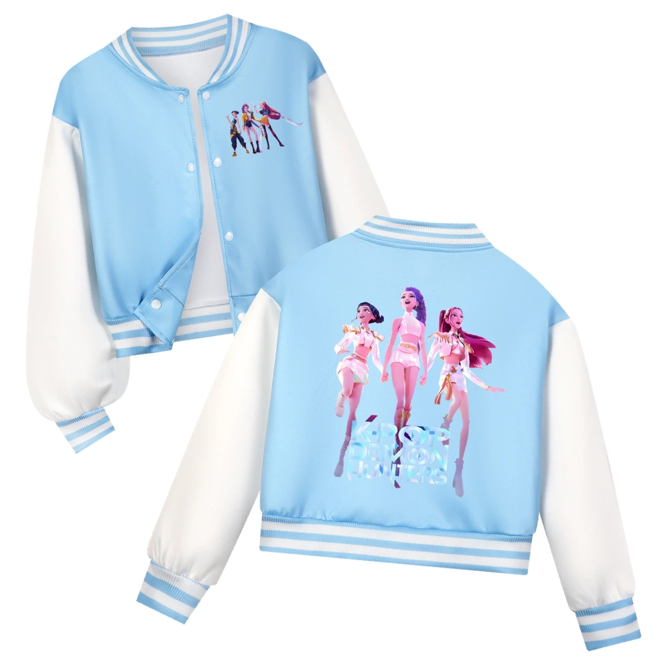 Girls KPOP Demon Hunters Coat Outerwear Rumi Mira Zoey Kids Baseball Uniform Top - Picture 13 of 16