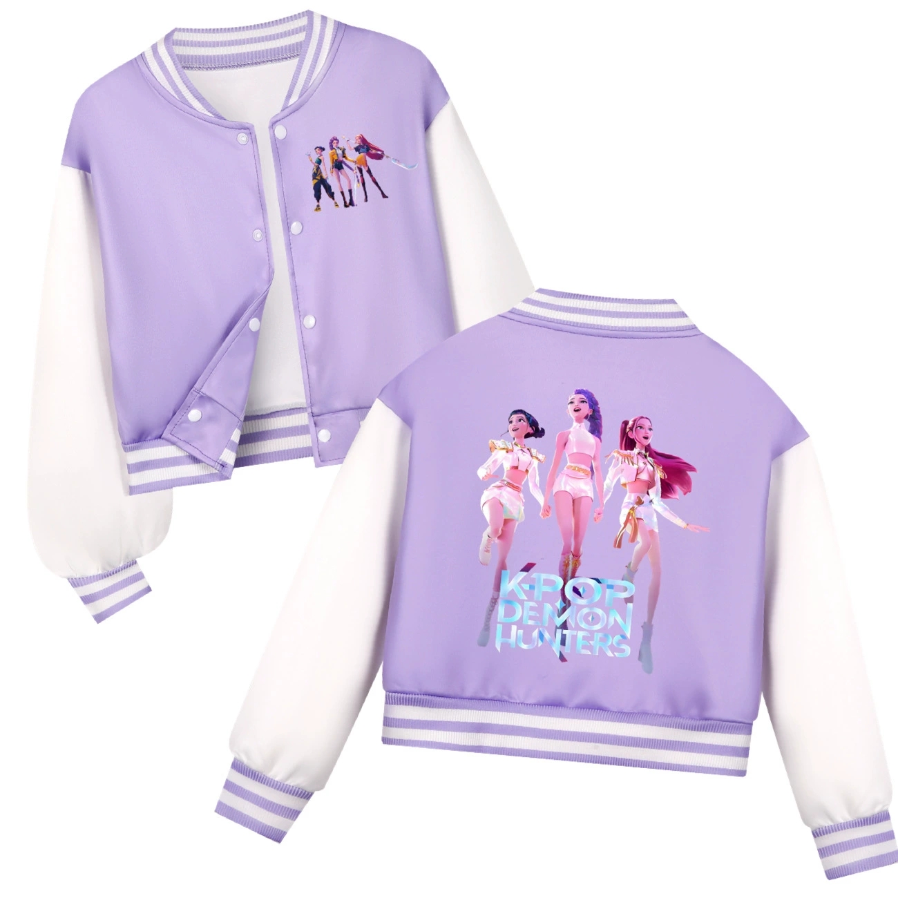 Girls KPOP Demon Hunters Coat Outerwear Rumi Mira Zoey Kids Baseball Uniform Top - Picture 14 of 16