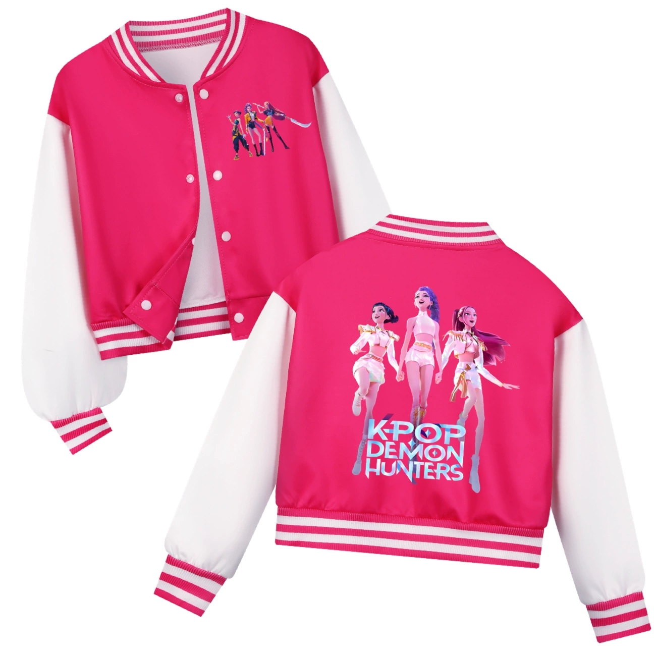 Girls KPOP Demon Hunters Coat Outerwear Rumi Mira Zoey Kids Baseball Uniform Top - Picture 15 of 16