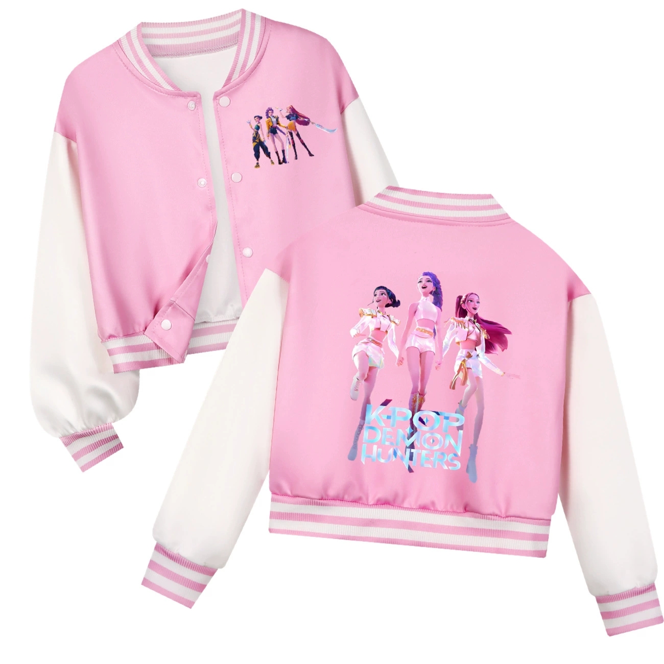 Girls KPOP Demon Hunters Coat Outerwear Rumi Mira Zoey Kids Baseball Uniform Top - Picture 16 of 16