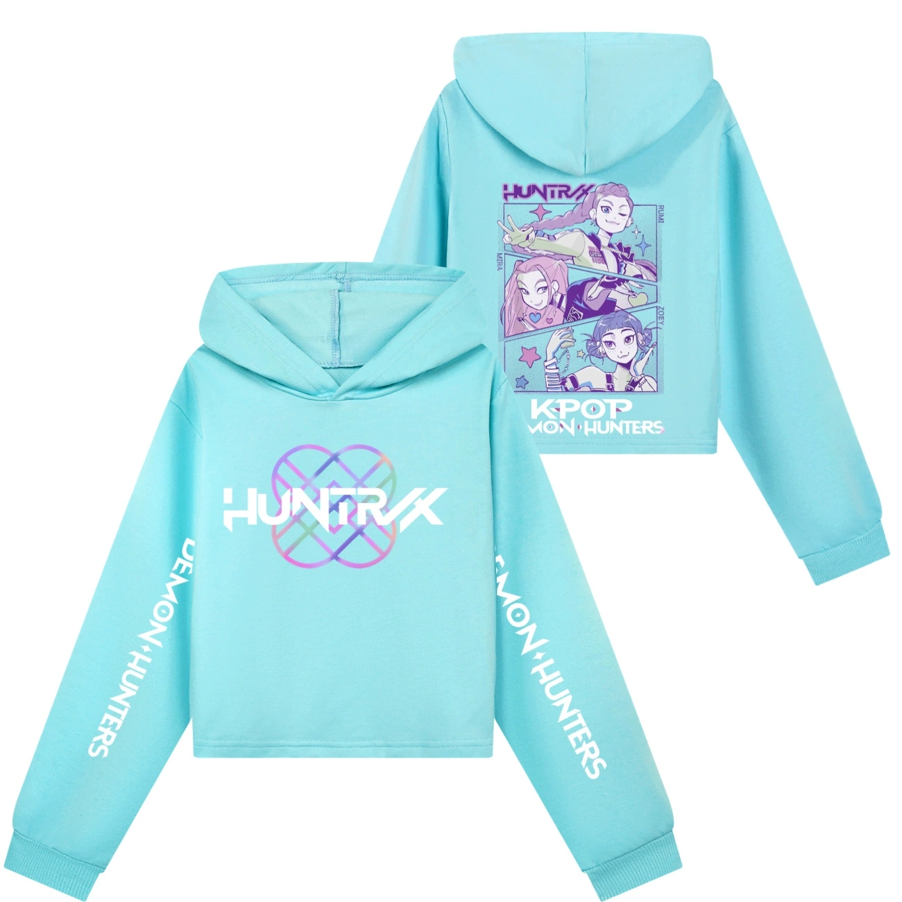 Girls KPOP Demon Hunters Hoodie HUNTRX Hoody Sweatshirt Pullover Jumper Crop Top