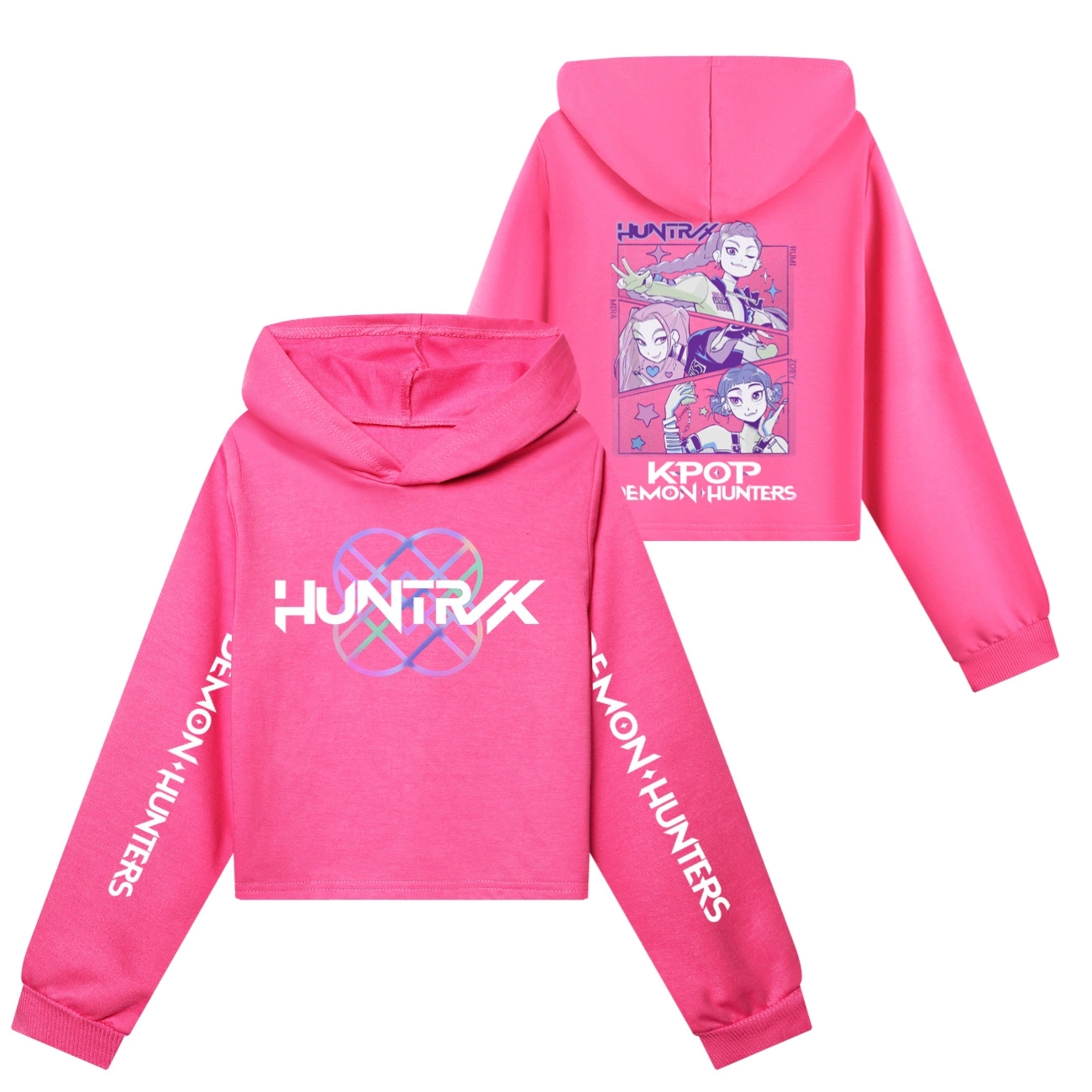 Girls KPOP Demon Hunters Hoodie HUNTRX Hoody Sweatshirt Pullover Jumper Crop Top