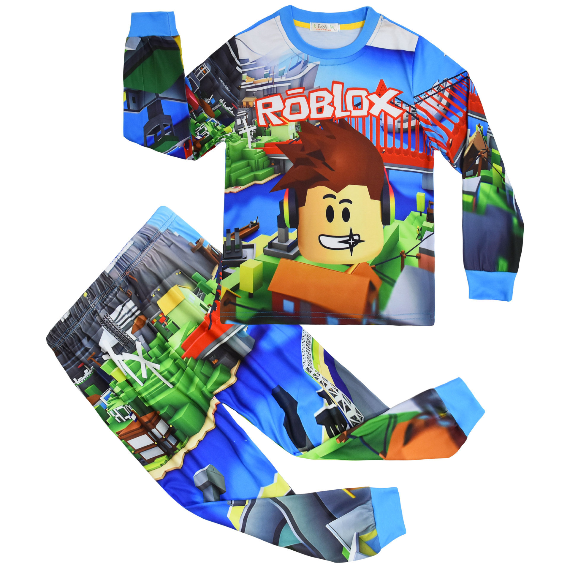Boys Girls Roblox Long Sleeve T-Shirt Shorts Outfits Sets Tracksuits Pyjamas Set - Picture 66 of 138